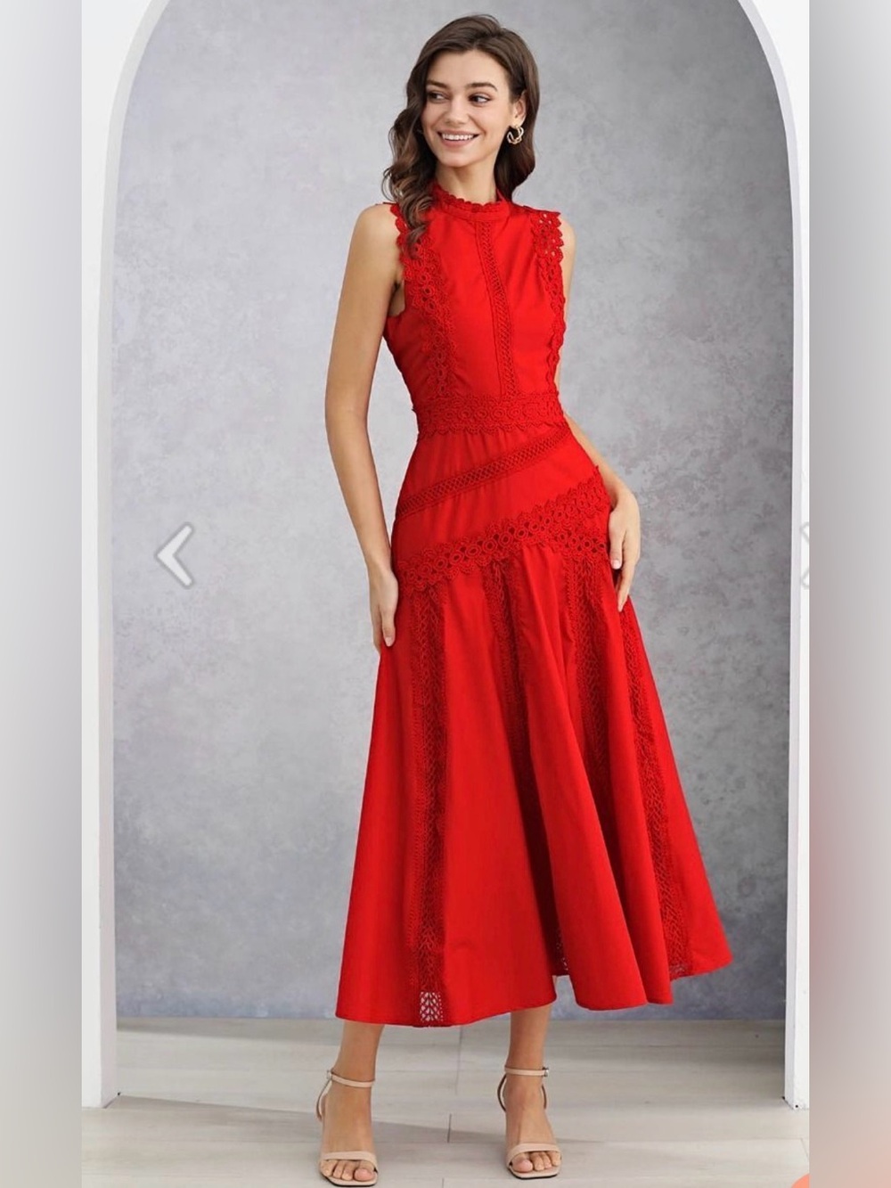 Chicwish Red Lace Maxi Dress